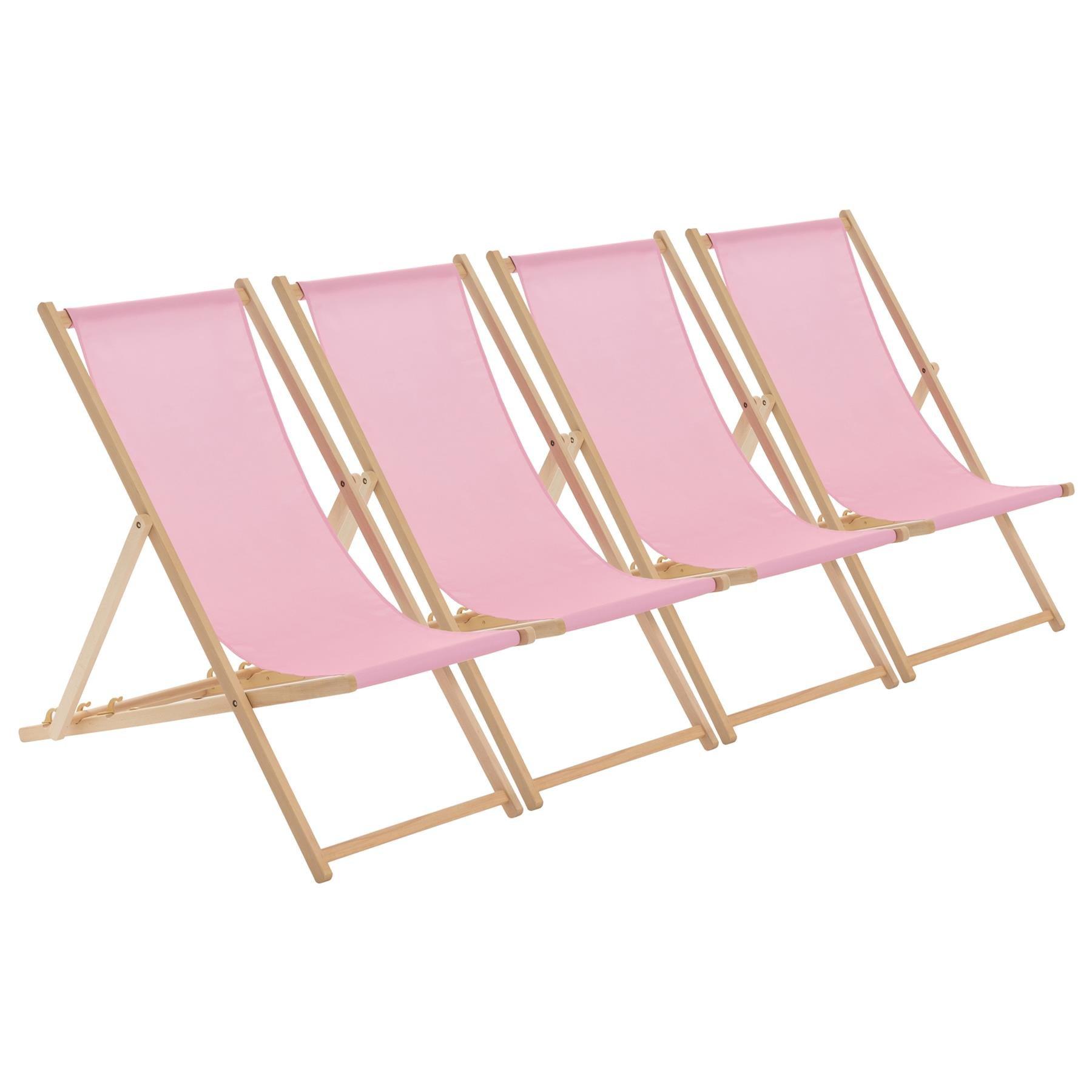 Reclining Folding Deck Chair Pink